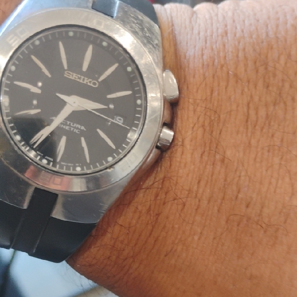 Seiko Other - Seiko Silver and Black Kinetic Smartwatch